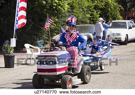Stock Image - Oak View, California, USA, May 24, 2015, Memorial Day Parade, with Uncle Sam. Fotosearch