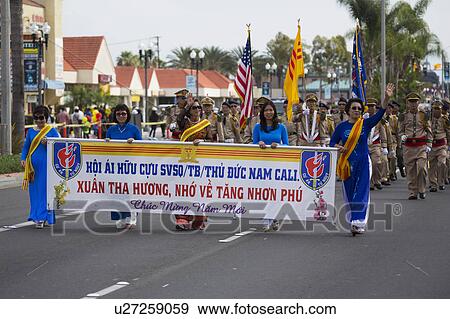 Stock Photo - Orange County, City of Westminster, Southern California, USA, February 21, 2015, Little Saigon, Vitenamese-American Community, TET Parade celebrates Tet Lunar New Year. Fotosearch