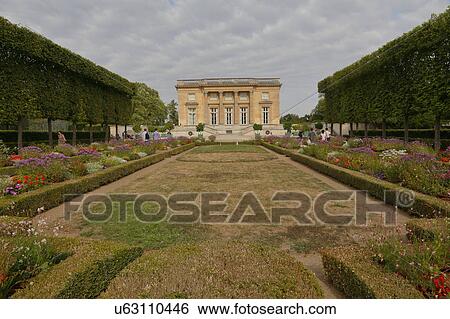 Stock Photograph - Petit Trianon Versailles, France. Built by Ange-Jacques Gabriel for Louis XV, 1762 - North Front featuring gardens. Fotosearch