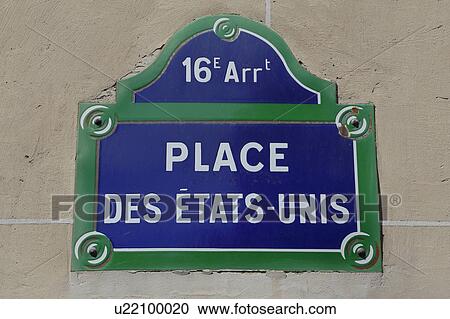 Stock Image - Place Des Etats-Unis - Avenue honoring the United States of America - 16th e Arr. Fotosearch