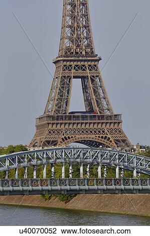 Replica of the Statue of Liberty and Eiffel Tower and Debilly Footbridge over River Seine - Paris, France View Large Photo Image Stock Image - Replica of the Statue of Liberty and Eiffel Tower and Debilly Footbridge over River Seine - Paris, France. Fotosearch
