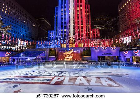 Rockefeller Center "Democracy Plaza" 2016 Presidential Election Coverage, NY NY View Large Photo Image Stock Photo - Rockefeller Center "Democracy Plaza" 2016 Presidential Election Coverage, NY NY. Fotosearch