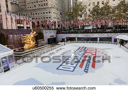 Rockefeller Center "Democracy Plaza" 2016 Presidential Election Coverage, NY NY View Large Photo Image Stock Photography - Rockefeller Center "Democracy Plaza" 2016 Presidential Election Coverage, NY NY. Fotosearch