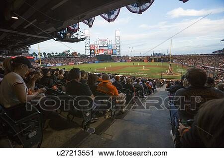 Stock Image - San Francisco, California, USA, October 16, 2014, AT&T Park, baseball stadium, SF Giants versus St. Louis Cardinals, National League Championship Series (NLCS), crowd watches game. Fotosearch