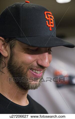 San Francisco, California, USA, October 16, 2014, AT&T Park, baseball stadium, SF Giants versus St. Louis Cardinals, National League Championship Series (NLCS), pitcher Brent Musburger, Series MVP, lockerroom celebration View Large Photo Image Stock Photo - San Francisco, California, USA, October 16, 2014, AT&T Park, baseball stadium, SF Giants versus St. Louis Cardinals, National League Championship Series (NLCS), pitcher Brent Musburger, Series MVP, lockerroom celebration. Fotosearch