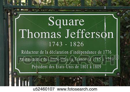 Stock Photo - Square of Thomas Jefferson, honors Thomas Jefferson, Franco-American relationship during American Revolution - Paris, France. Fotosearch