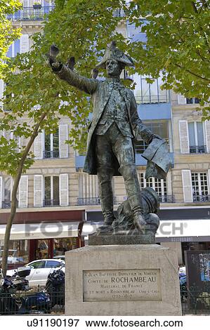 Statue of Commander Rochambeau at rue de Galiera and rue de Chaillot in the 16th ar, honors Revolutionary War hero - PARIS, FRANCE View Large Photo Image Stock Photo - Statue of Commander Rochambeau at rue de Galiera and rue de Chaillot in the 16th ar, honors Revolutionary War hero - PARIS, FRANCE. Fotosearch