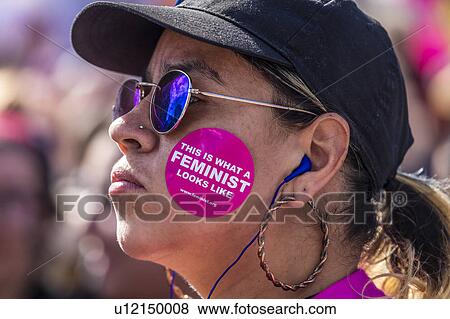 "This is what a Feminist Looks Like" - Women's March Protesting Donald J. Trump View Large Photo Image Stock Photo - "This is what a Feminist Looks Like" - Women's March Protesting Donald J. Trump. Fotosearch