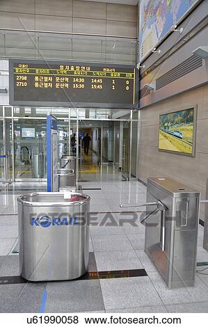 Stock Photo - Train Station that would connect and reunite South from North Korea - Asia. Fotosearch