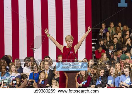 Stock Photo - US Senate candidate Deborah Ross of North Carolina introduces Hillary Clinton and Michelle Obama at a presidential campaign event in North Carolina. Fotosearch