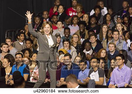 Picture - US Senator Janet Kay Hagan, North Carolina introduces Hillary Clinton and Michelle Obama at a presidential campaign event in North Carolina. Fotosearch