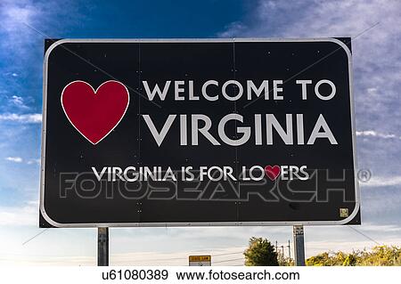 Stock Photo - Welcome sign, entrance to the state of Virgina. Fotosearch