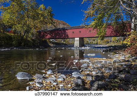 Stock Photo - West Cornwall covered bridge over Housatonic River, West Cornwall, Connecticut, USA. Fotosearch