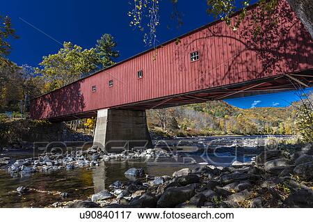 Stock Photo - West Cornwall covered bridge over Housatonic River, West Cornwall, Connecticut, USA. Fotosearch