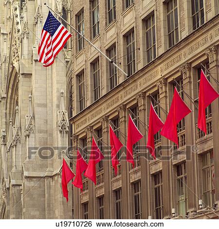 American Flag on building, Fifth Avenue, New York City View Large Photo Image Stock Photograph - American Flag on building, Fifth Avenue, New York City. Fotosearch