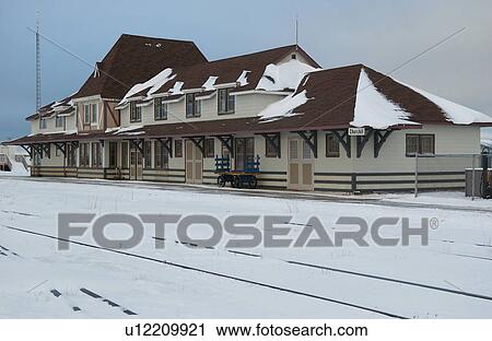 Stock Image - Churchill Northern Manitoba town and surroundings Train Station. Fotosearch