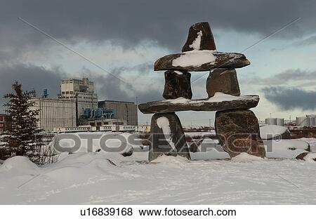 Stock Photo - Churchill Northern Manitoba town and surroundings Eskimo monument. Fotosearch