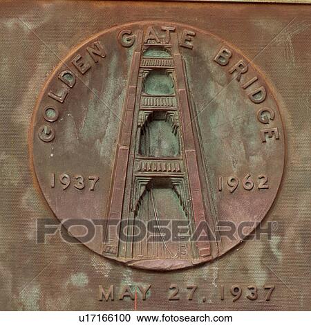 Stock Image - Golden Gate Bridge Commemorative Plaque. Fotosearch