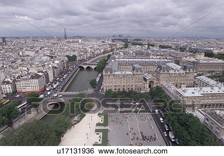 Stock Photograph - Paris, France, Aerial View. Fotosearch