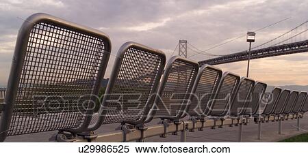 Stock Photography - Seats overlooking the Golden Gate Bridge San Francisco. Fotosearch