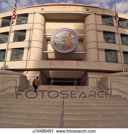 Stock Image - The Great Seal of the State of California on a Building. Fotosearch