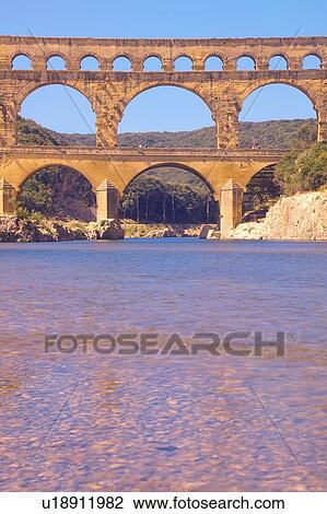 River Gard and the Pont du Gard, Nimes, France View Large Photo Image Stock Image - River Gard and the Pont du Gard, Nimes, France. Fotosearch