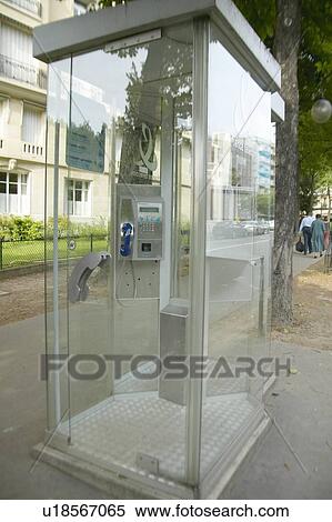 Stock Photography - See-through phone booth. Fotosearch