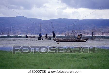 Fishermen on Lake View Large Photo Image Stock Photo - Fishermen on Lake. Fotosearch