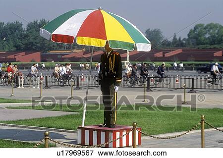 Guard at Tiananmen Square in Beijing View Large Photo Image Stock Photo - Guard at Tiananmen Square in Beijing . Fotosearch