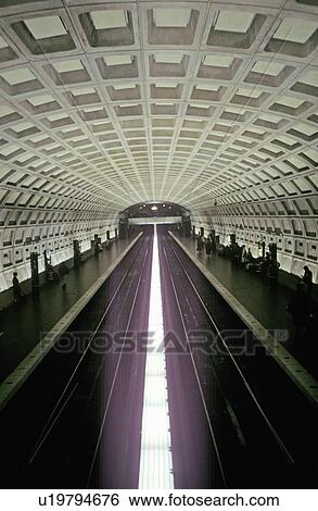 Stock Photograph - An underground subway platform. Fotosearch
