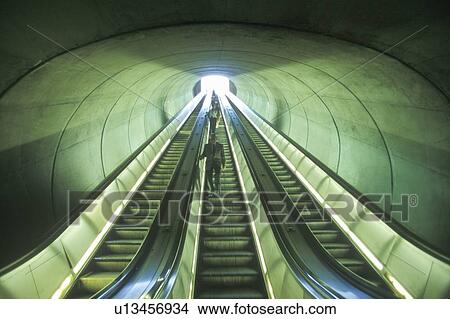 Escalators to commuter train, Washington D. C. View Large Photo Image Picture - Escalators to commuter train, Washington D. C.. Fotosearch