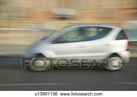 Stock Photograph - Silver car, Nice, France. Fotosearch