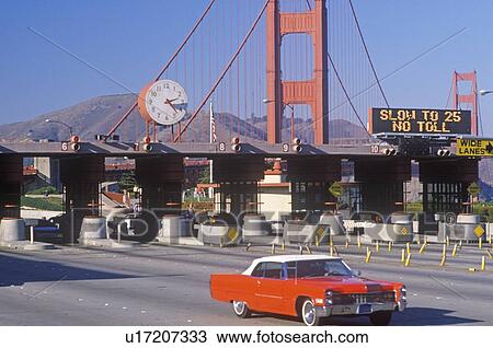 Stock Image - Toll Gate on the Golden Gate Bridge, San Francisco, California. Fotosearch