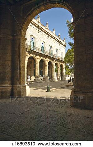 Stock Image - Historic Spanish archways in Old Havana. Fotosearch