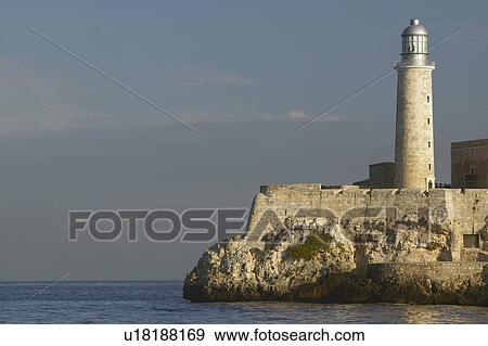 Lighthouse at Castillo del Morro, El Morro Fort, across the Havana channel View Large Photo Image Stock Photo - Lighthouse at Castillo del Morro, El Morro Fort, across the Havana channel. Fotosearch