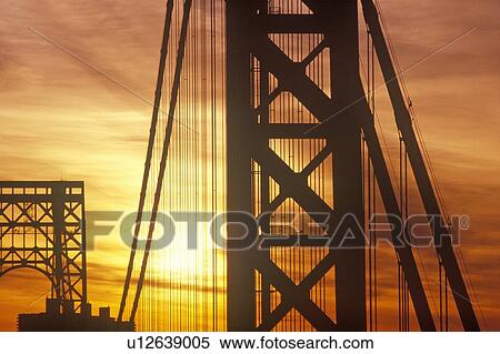 Stock Photography - George Washington Bridge at sunrise, New York City, NY. Fotosearch