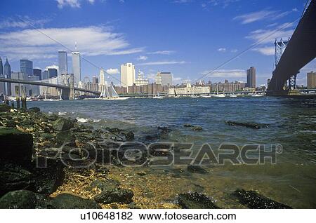 Manhattan from Brooklyn Bridge, New York City, NY View Large Photo Image Stock Image - Manhattan from Brooklyn Bridge, New York City, NY. Fotosearch