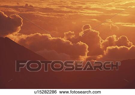 Stock Photograph - Mount Haleakala Volcano at Sunrise, Maui, Hawaii. Fotosearch