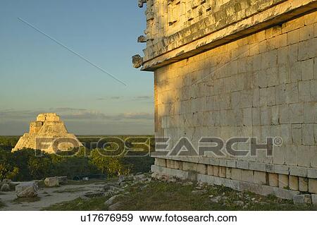 Pyramid of the Magician, Mayan ruin in the Yucatan Peninsula, Mexico at sunset View Large Photo Image Stock Photo - Pyramid of the Magician, Mayan ruin in the Yucatan Peninsula, Mexico at sunset. Fotosearch