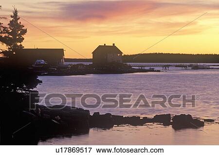 Sunset over Lobster village on Mount Desert Island in ME View Large Photo Image Stock Photo - Sunset over Lobster village on Mount Desert Island in ME. Fotosearch