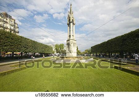 Stock Image - Park Across from Notre Dame Cathedral. Fotosearch