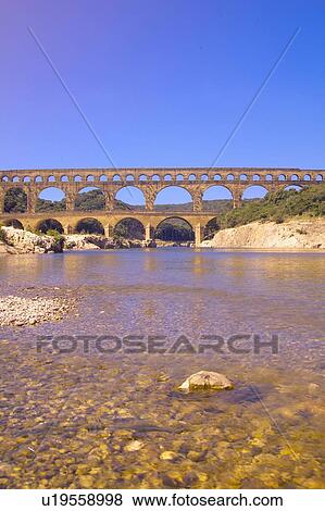 River Gard and the Pont du Gard View Large Photo Image Stock Photo - River Gard and the Pont du Gard. Fotosearch