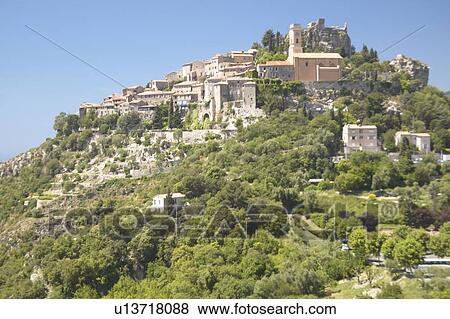 Stock Photo - The hillside town of Eze. Fotosearch