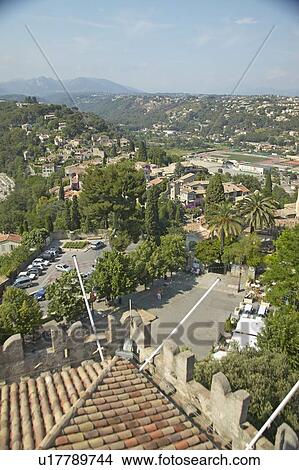 View from Chateau Grimaldi of Haut de Cagnes View Large Photo Image Picture - View from Chateau Grimaldi of Haut de Cagnes. Fotosearch