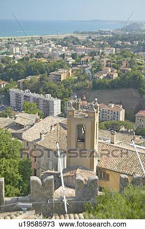 Stock Image - View from Chateau Grimaldi of Haut de Cagnes. Fotosearch