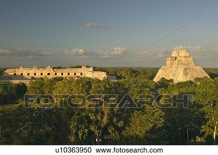 Nunnery Quadrangle and the Pyramid of the Magician View Large Photo Image Stock Image - Nunnery Quadrangle and the Pyramid of the Magician. Fotosearch