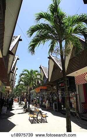 Stock Photo - Walking street in Boracay island. Fotosearch