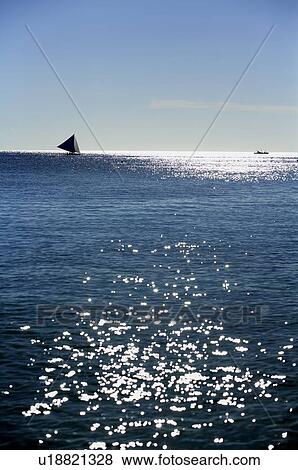 Stock Photo - Yacht on the quiet Boracay island. Fotosearch