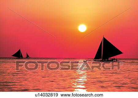 Stock Photo - Yacht under the sunset. Fotosearch