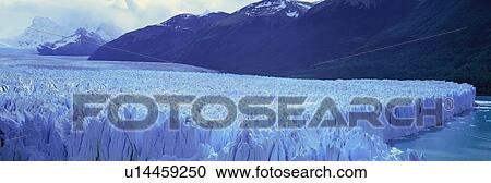 Panoramic view of icy formations of a glacier View Large Photo Image Stock Image - Panoramic view of icy formations of a glacier . Fotosearch